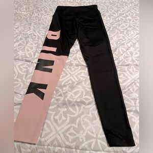 PINK ultimate black and light pink leggings